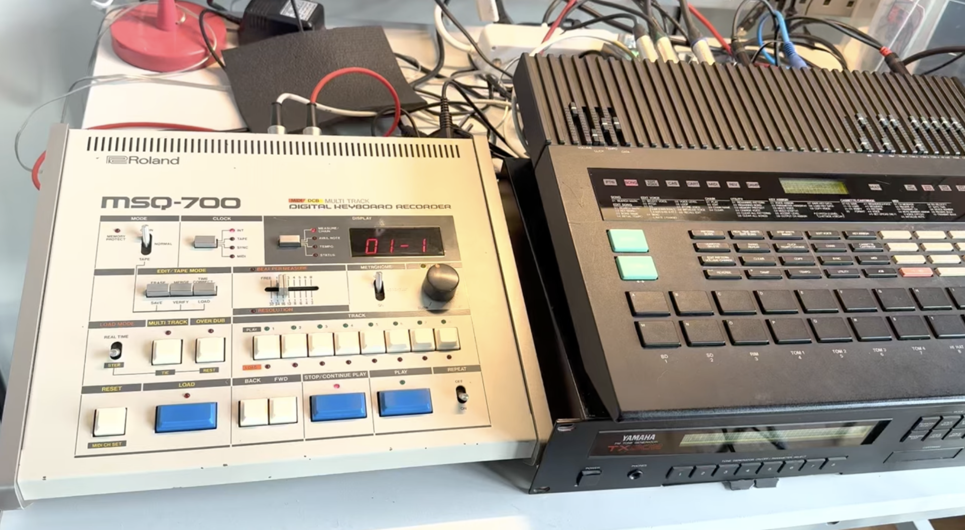 A still image from my Youtube video, showing the MSQ-700, RX5 and TX802