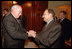 Prime Minister Bulent Ecevit of Turkey welcomes Vice President Dick Cheney to a working dinner in Ankara, Turkey, March 19.