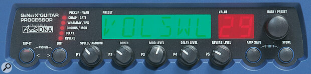 A row of five rotary controls beneath the main display makes effects editing quick and easy.