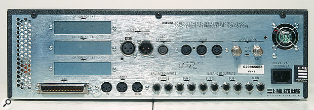 Emu E4XT Ultra rear panel connections.