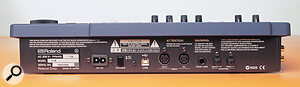 The U8 provides a single MIDI In and Out for interfacing keyboard and sound modules.
