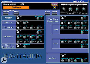 The U8's effects editing window with a preset based on the Mastering algorithm selected. The U8's effects editing window with a preset based on the Mastering algorithm selected.