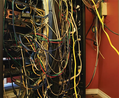 Messy Server Room Cabling Messy Server Room Cabling