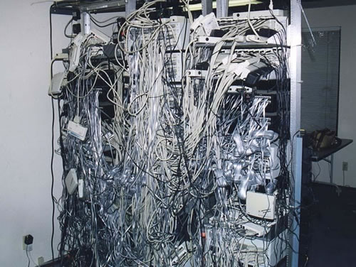Server Room Cabling Mess Server Room Cabling Mess