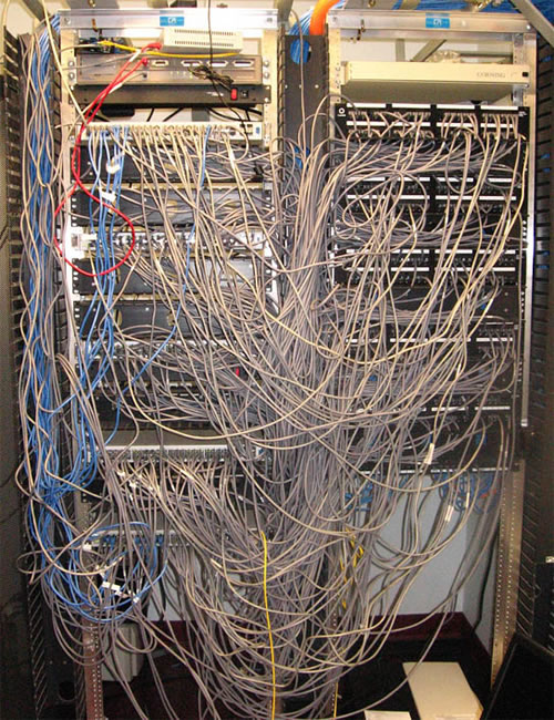 Rack Mount Server Room Cabling Mess Rack Mount Server Room Cabling Mess